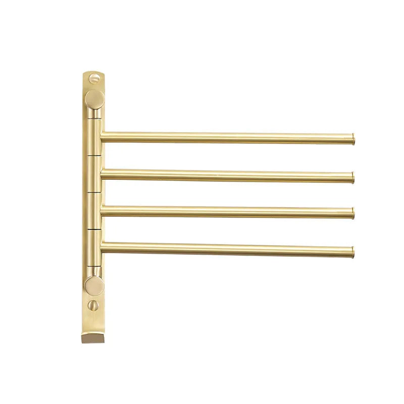 Afralia™ Brushed Gold Swivel Towel Hanger Total Brass Wall Mounted Bathroom Towel Bar
