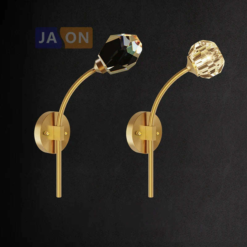 Afralia™ Crystal Stone Designer LED Wall Sconce for Bedroom and Corridor