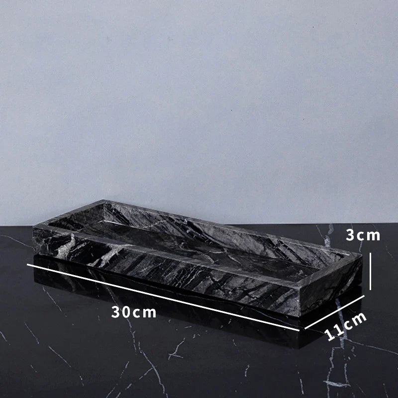 Afralia™ Marble Tray with Handle for Luxury Bathroom Vanity Storage