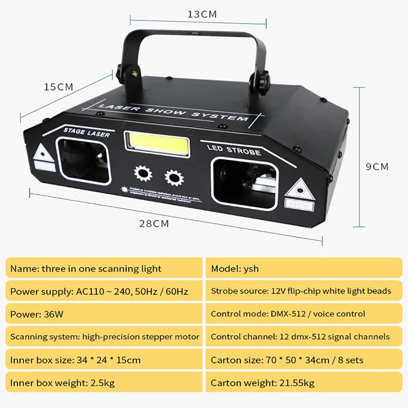 Afralia™ Laser Beam DJ Stage Light DMX512 Music Strobe Effect Party Lighting