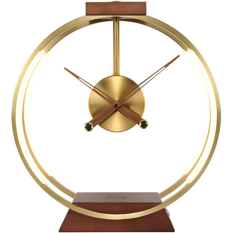 Afralia™ Nordic Luxury Solid Wood Table Clocks - Minimalist Gold Desk Decor