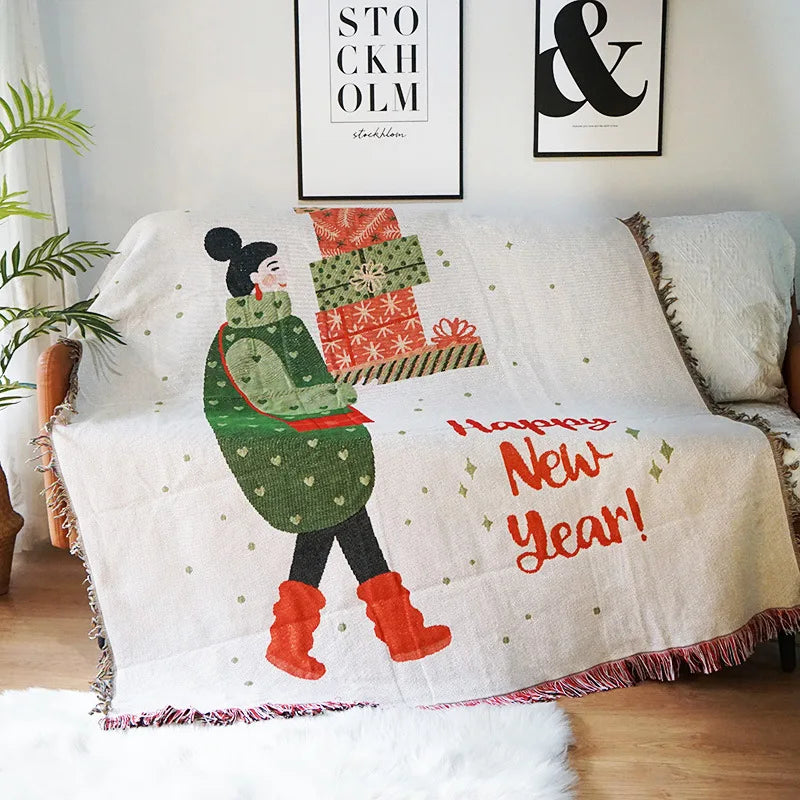 Afralia™ Christmas Tree Knitted Throw Blanket
