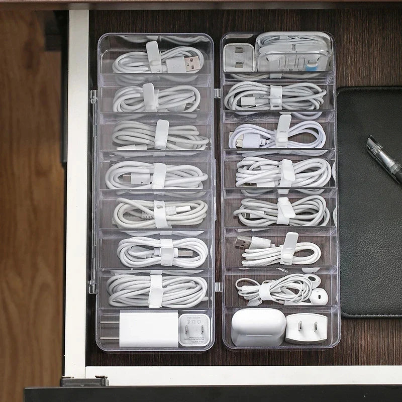Afralia™ Cable Storage Box: Transparent Desk Organizer for Wire Management