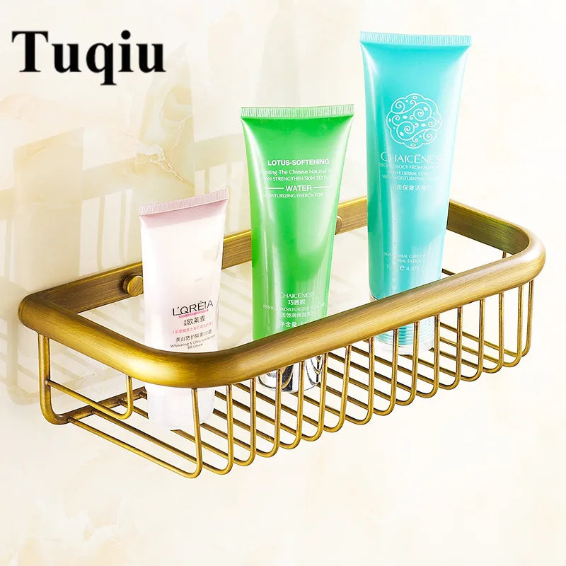 Afralia™ Gold Brass Bathroom Shelf with Soap Holder 30cm/45cm