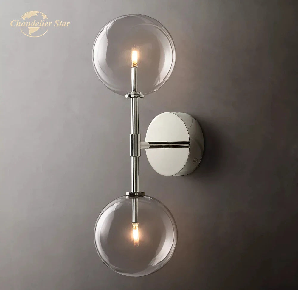Afralia™ Clear Glass Globe Linear LED Wall Sconce for Bathroom Corridor Bedroom