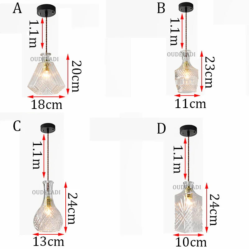 Afralia™ Vintage Wine Bottle Pendant Lights for Home Bar Cafe Decor