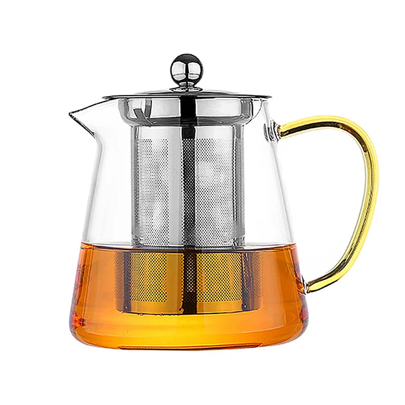 Afralia™ Glass Teapot 550ml: Heat-resistant, Direct Fire Heating, Strainer Filter, Coffee Pot