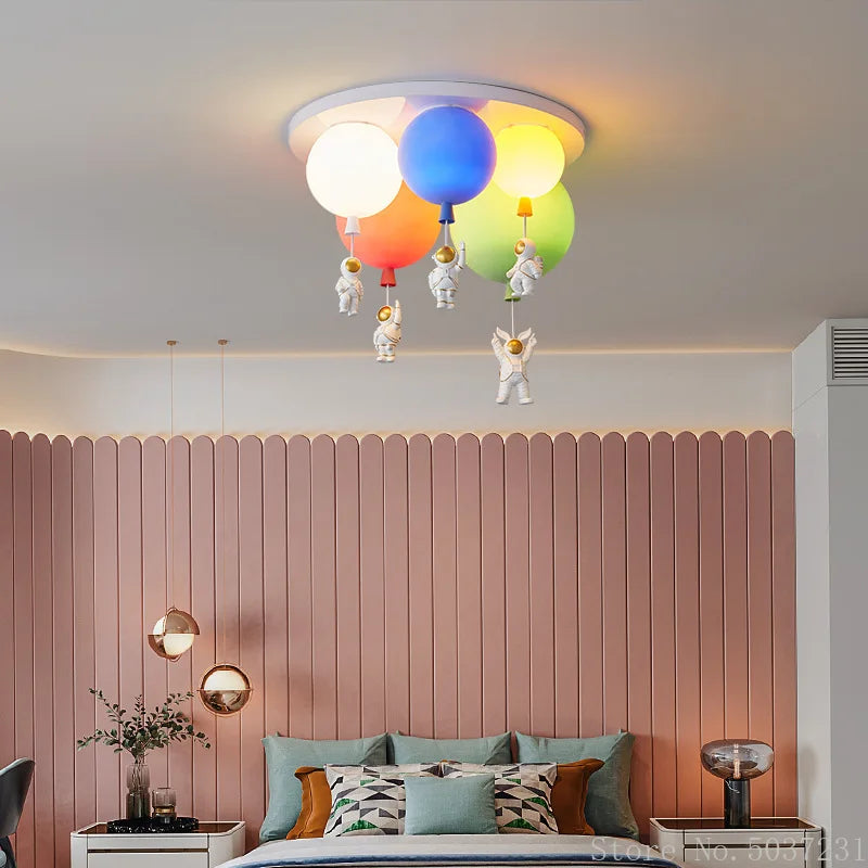 Afralia™ Kids Space Balloon LED Ceiling Lamp - Creative Nordic Cartoon Decor
