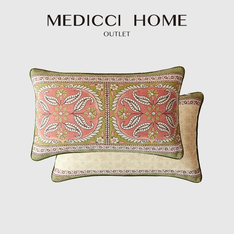 Afralia™ Datura Flowers Print Wool Velvet Mandala Cushion Cover Luxe Pillow Case