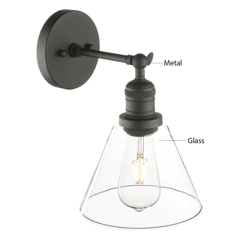 Afralia™ Funnel Flared Glass Clear Glass Shade Single Sconce Wall Lamp