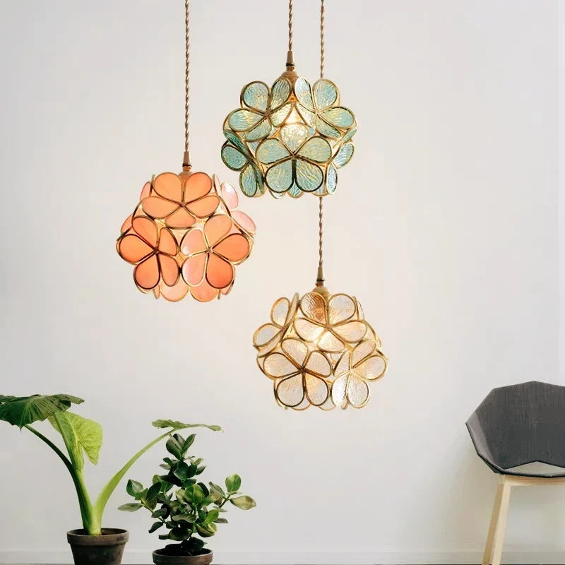 Afralia™ Nordic Flower Copper Chandelier - Glass LED Pendant Lamp