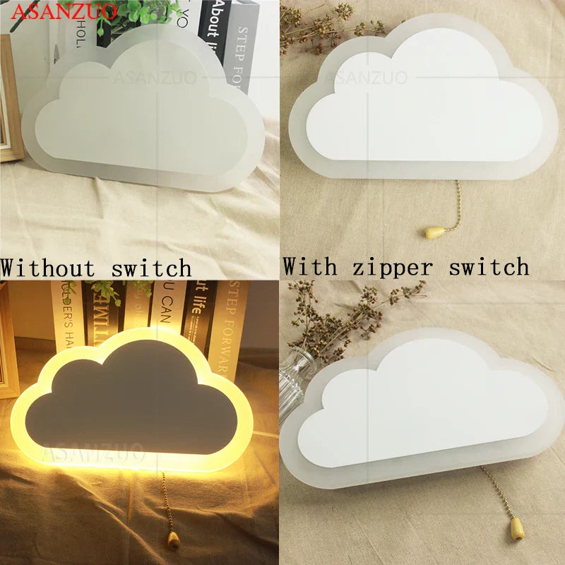 Afralia™ LED Cloud Wall Lamp Acrylic&Iron Sconce for Kids' Bedroom, Living Room