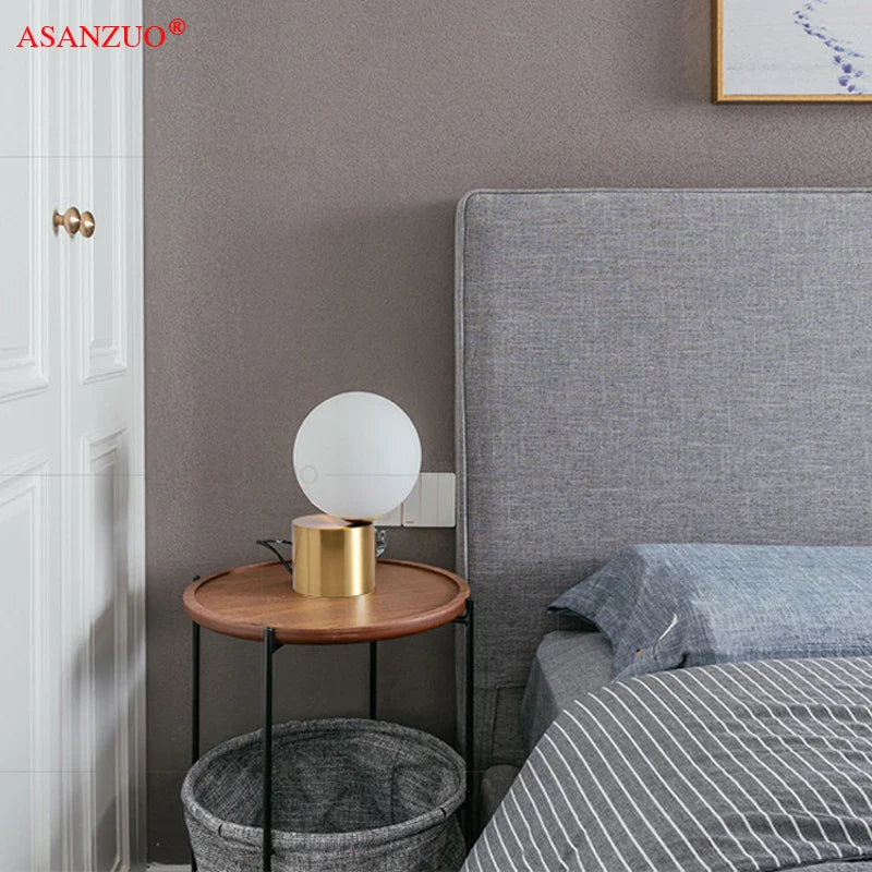 Afralia™ Nordic Glass Ball Table Lamp for Bedroom and Living Room