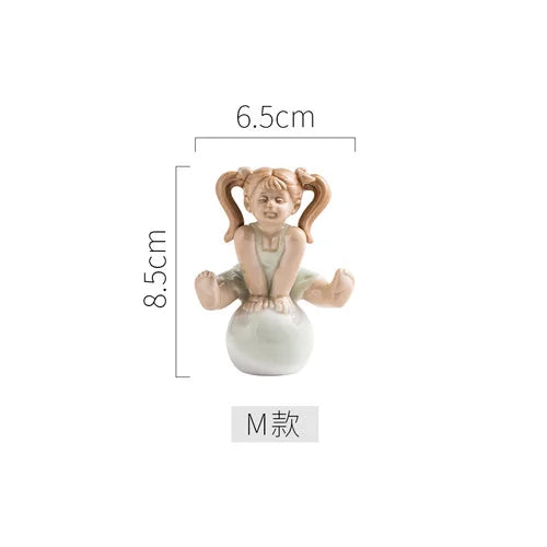 Afralia™ Ceramic Family Figure Sculpture for Living Room Decor - Baby Crafts Figurine