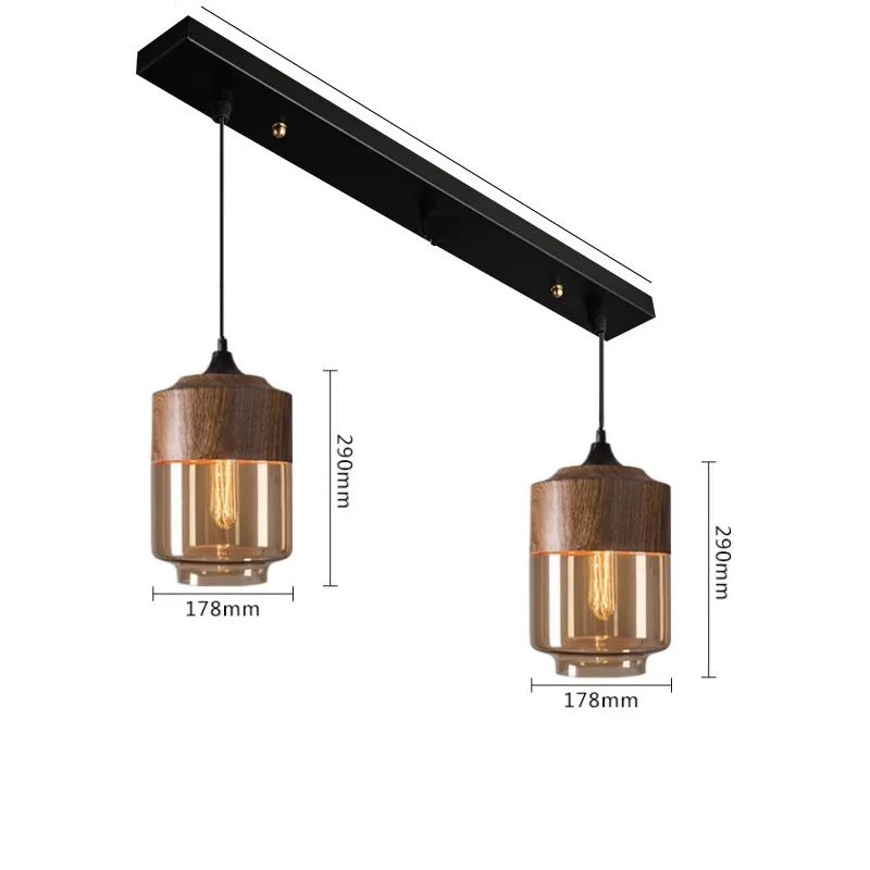 Afralia™ Nordic Wood Color LED Glass Pendant Lights for Dinning Room, Bedroom, Cafe - Modern Hanging Lamp