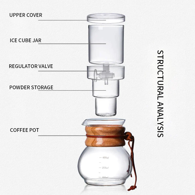 Afralia™ Glass Coffee Kettle Dripper Pot Cold Brew Ice Dripper 400ml Coffee Maker