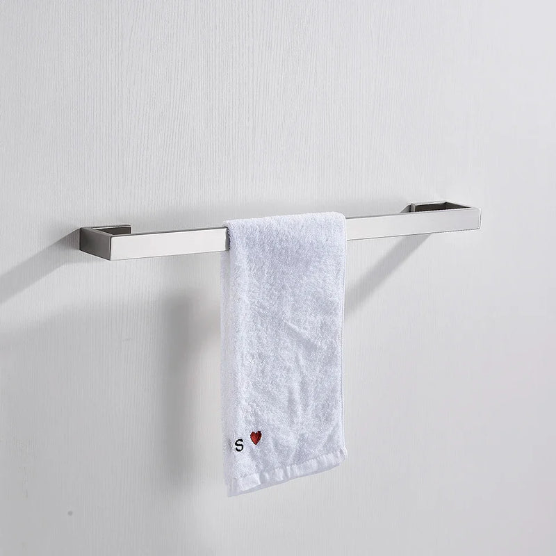 Afralia™ Brushed Bath Hardware Set: Robe Hook, Towel Bar, Shelf, Tissue Holder, Toothbrush Stand