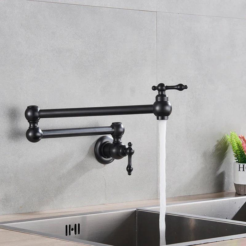 Afralia™ Solid Brass Swivel Kitchen Sink Tap Faucet, Wall Mounted Pot Filler