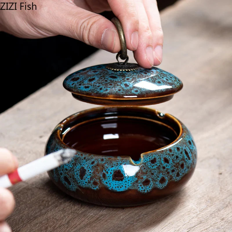 Afralia™ Glazed Porcelain Ashtray: Stylish Desk Decoration & Gift for Boyfriend
