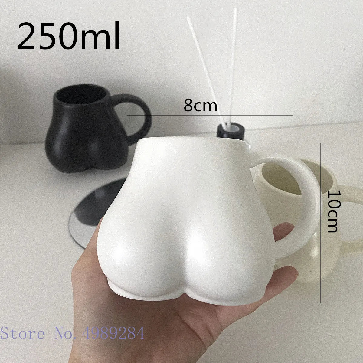 Afralia™ Lovely Butt Shape Ceramic Coffee Cup Storage Decoration