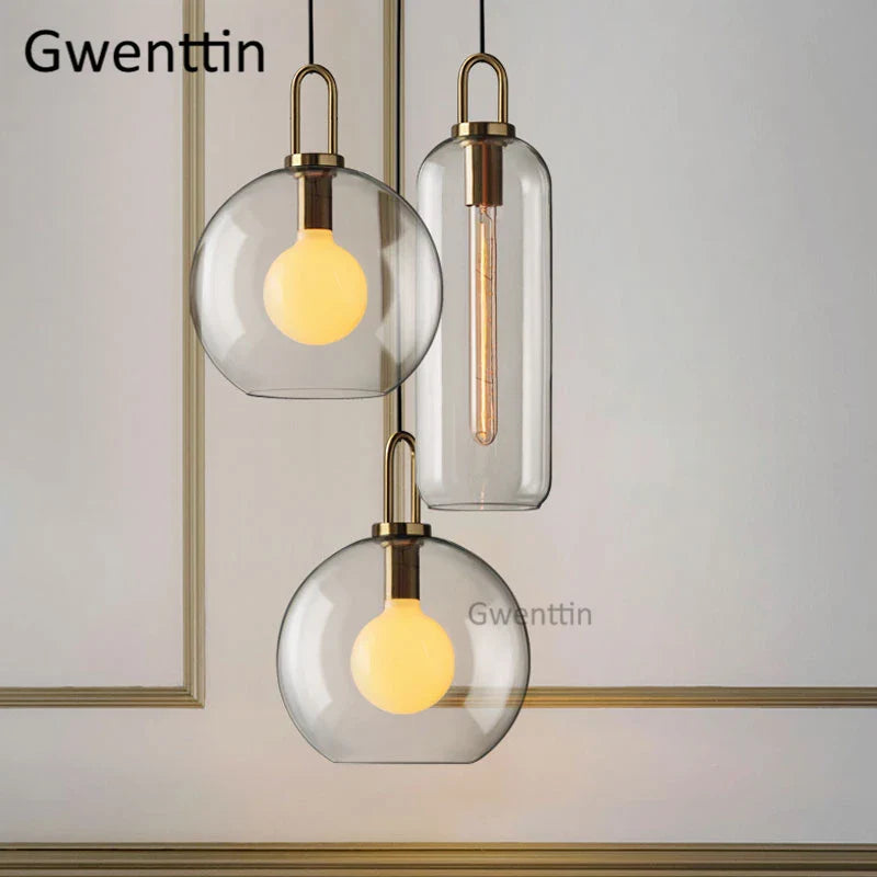 Afralia™ Luxe Glass Ball Pendant Lights: LED Nordic Hanging Lamp for Home Art Decor