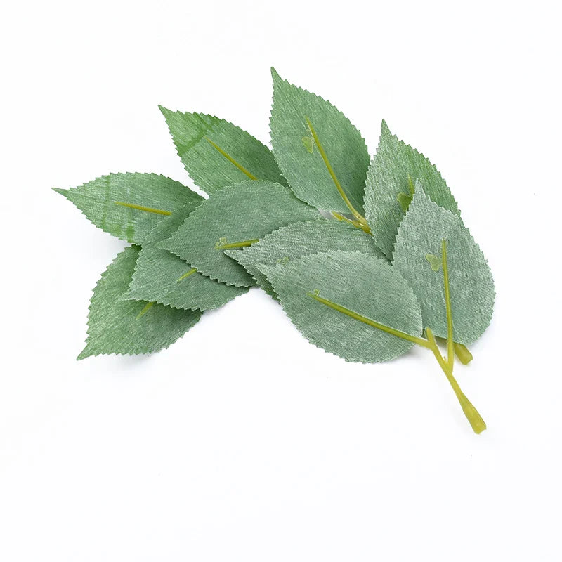 Afralia™ Rose Leaves DIY Gift Box Vases Home Decor Scrapbooking Silk Leaf Artificial Plants