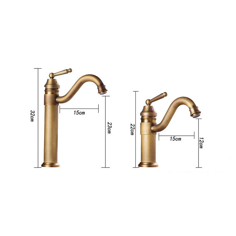 Afralia™ Classic Style Copper Basin Faucet Single Handle Hot Cold Water Mixer