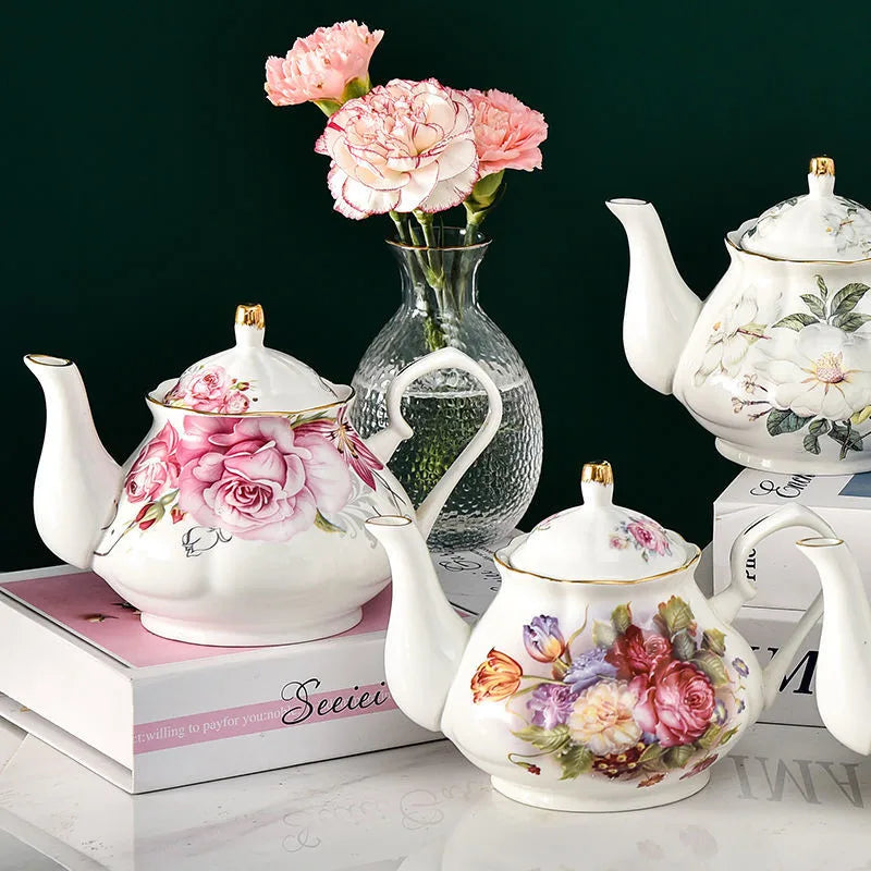 Afralia™ European Bone China Teapot - High-Grade Porcelain Coffee Pot & Tea Set