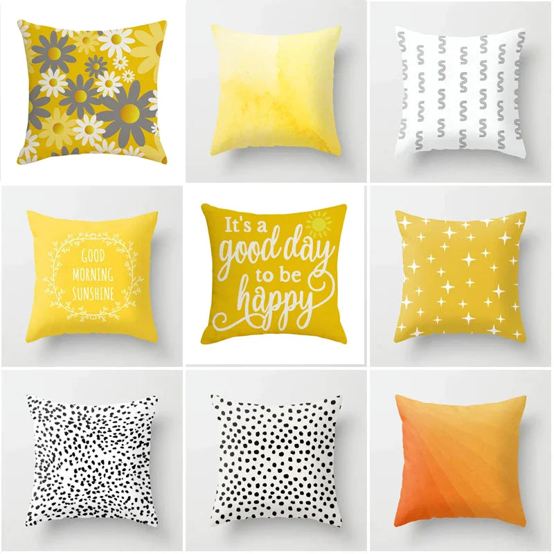 NordicYellow Daisy Stripes Geometric Cushion Cover for Sofa Car Home - Afralia™