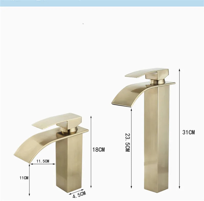 Afralia™ Brushed Gold Basin Faucet: Solid Brass Single Handle Mixer Tap, Deck Mounted.
