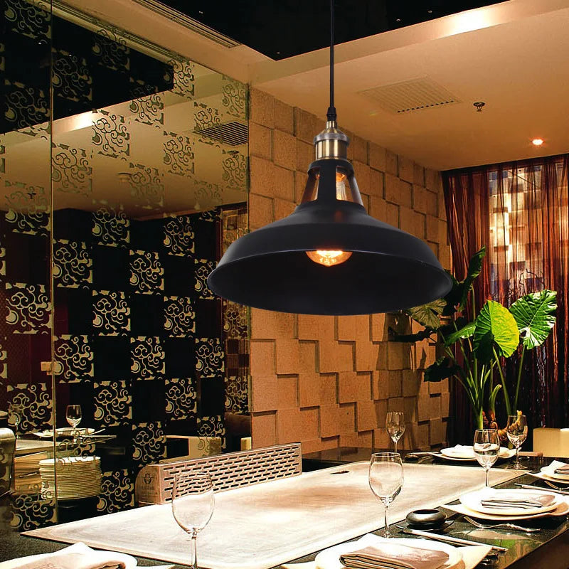 Afralia™ Retro Iron Pendant Light: Vintage Industrial Hanging Lamp for Home Decor