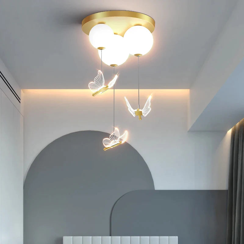 Afralia™ Butterfly Ball Ceiling Lamp: Warm & Romantic Pendant Light for Children's Room