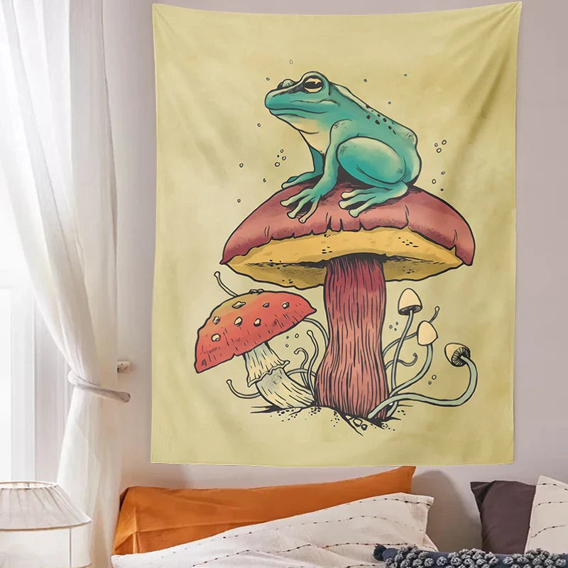 Afralia™ Frog Mushroom Psychedelic Tapestry Wall Hanging