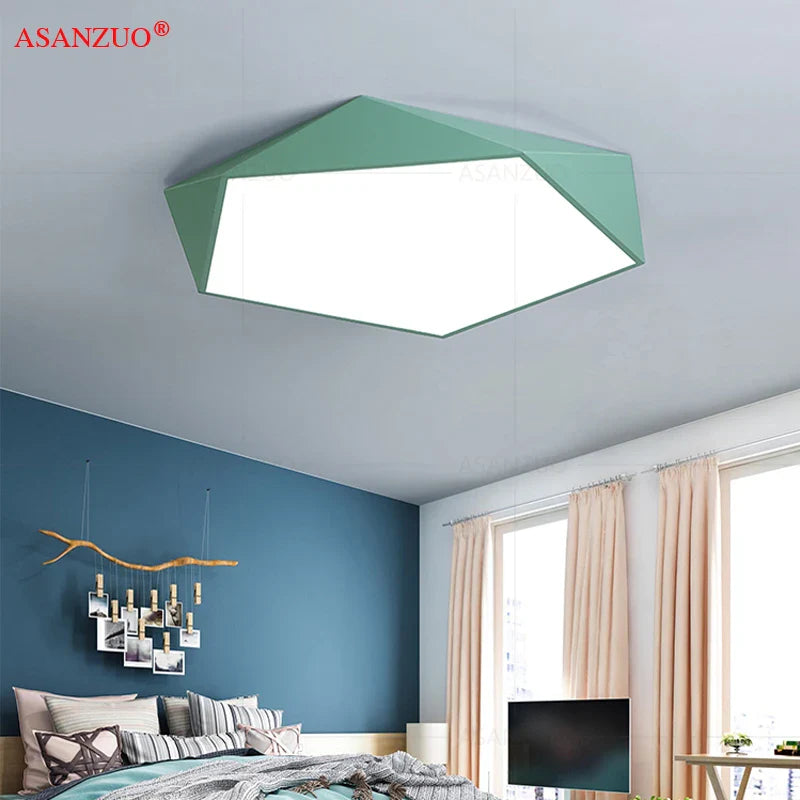 Afralia™ Pentagon LED Ceiling Light: Multicolor Children's Bedroom & Living Room Fixture