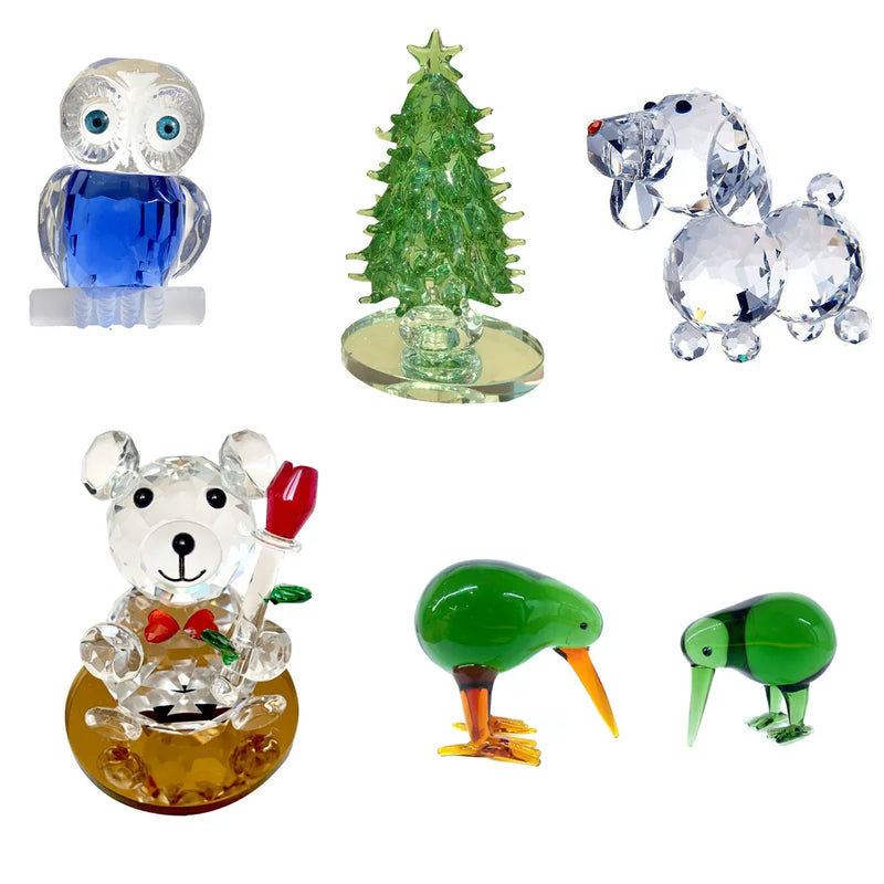 Afralia™ Glassblown Animal Figurines Crystal Statuette Collectible Home Decor Gift