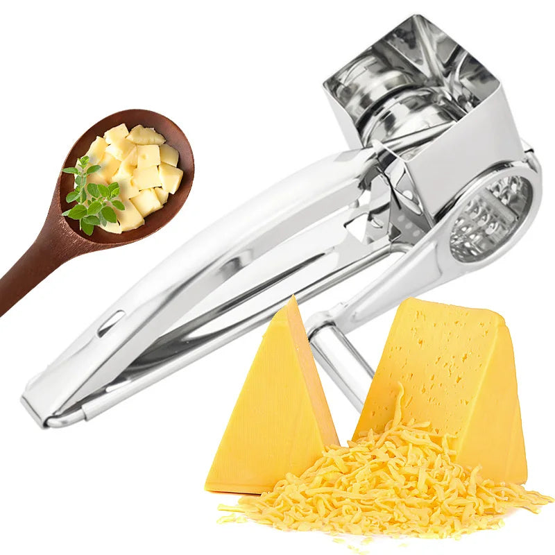 Afralia™ Rotary Cheese Grater Stainless Steel Slicer Shredder Butter Cutter Kitchen Tool