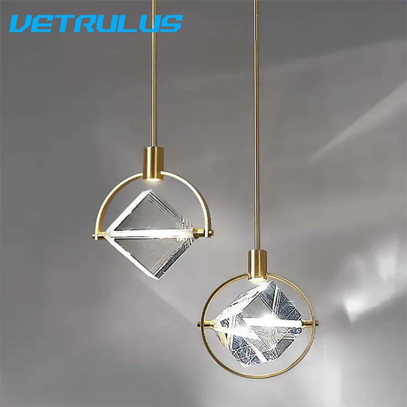 Afralia™ Crystal LED Ceiling Lamp Chandelier Iron Art Bar Home Decor.