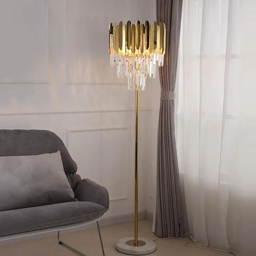 Afralia™ Postmodern Crystal Marble LED Floor Lamp for Bedroom
