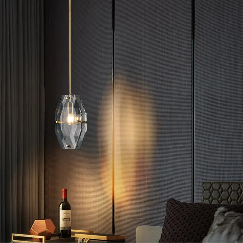 Afralia™ Crystal Glass Pendant Lamp Luxe Chandelier for Bedroom Restaurant Kitchen Home