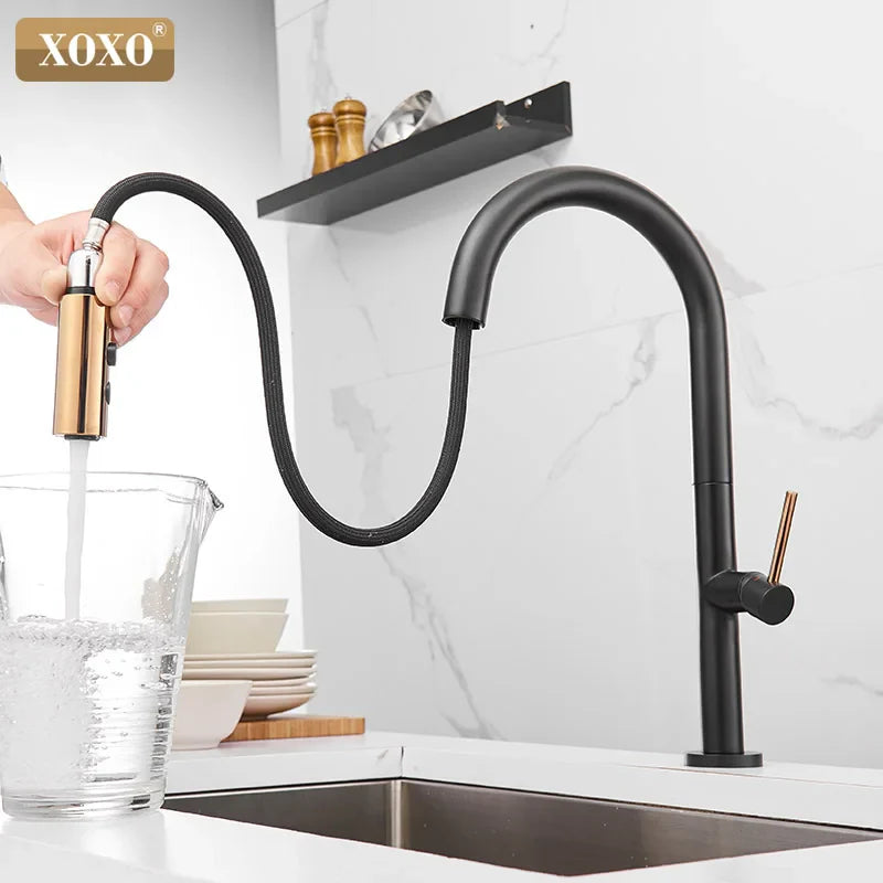 Afralia™ Pull Out Kitchen Faucet Cold Hot Mixer Tap Single Holder Sink Faucet