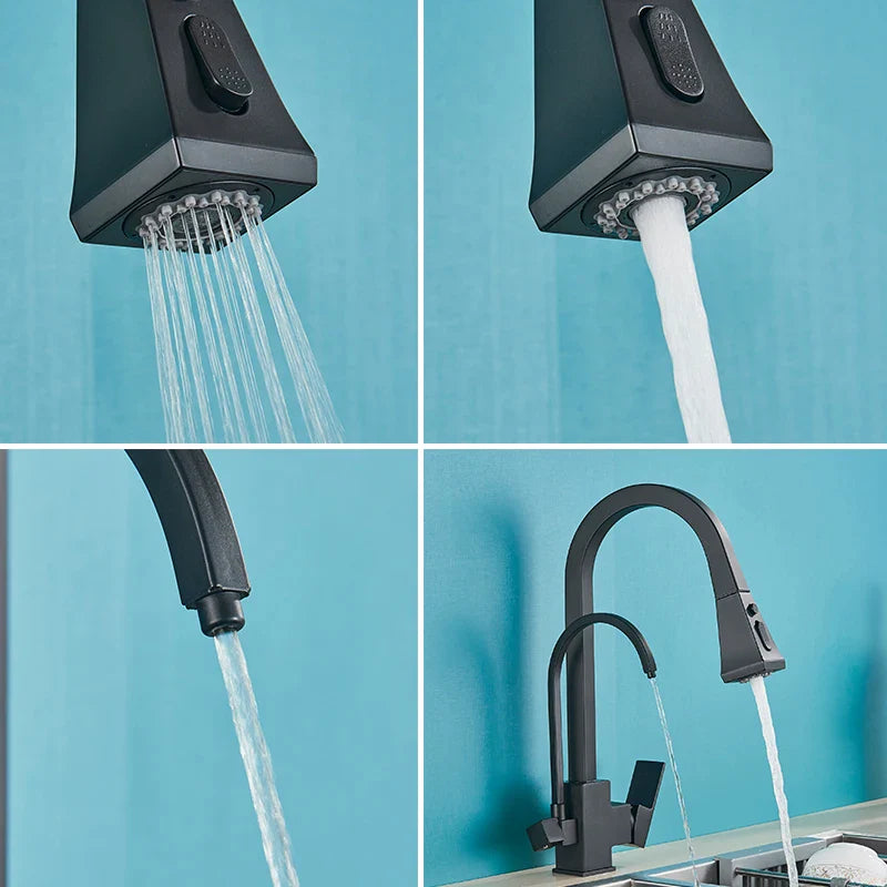Afralia™ Pure Water Kitchen Faucet 3 Way Mixer Pull Out Purification Filter Tap