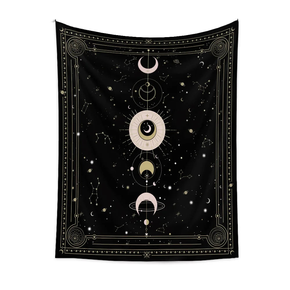Psychedelic Moon Phase Wall Tapestry by Afralia™: Bright Boho Decor for Room
