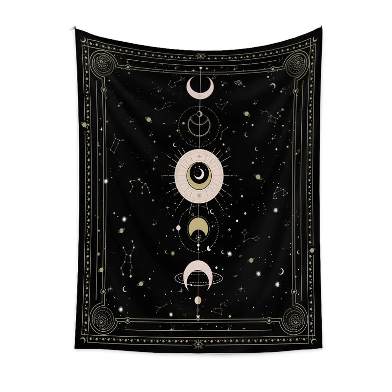 Psychedelic Moon Phase Wall Tapestry by Afralia™: Bright Boho Decor for Room