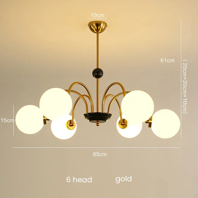 Afralia™ Glass Ball Chandelier: Luxury Nordic Living Room Lighting in Gold/Chrome