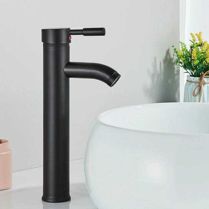 Afralia™ Matte Black Waterfall Basin Faucet Single Lever Deck Mounted Bathroom Tap