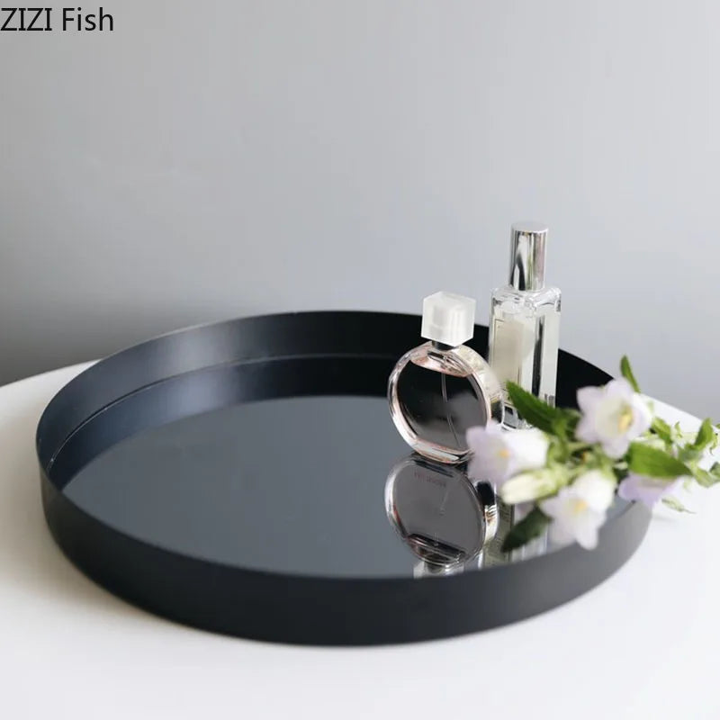 Afralia™ Mirror Glass Tray: Decorative Metal Storage Plate for Dressing Table Jewelry & Cosmetics