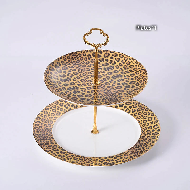 Afralia™ Leopard Print Bone China Coffee Set Tea Pot Cup Luxury Porcel