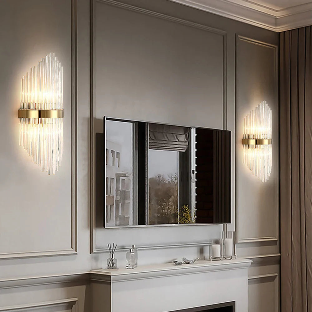 Afralia™ Gold Black LED Wall Sconce Light for Bedroom Corridor