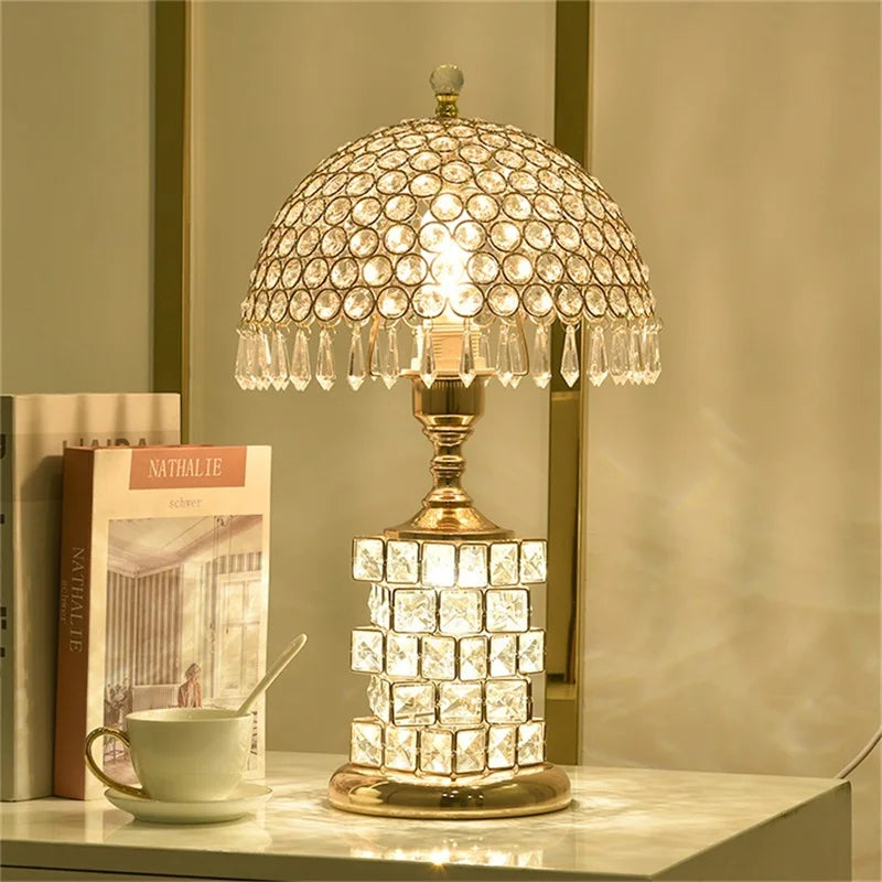 Afralia™ Crystal Table Lamp Dimmer Remote Control Modern Creative Light Luxury Bedside