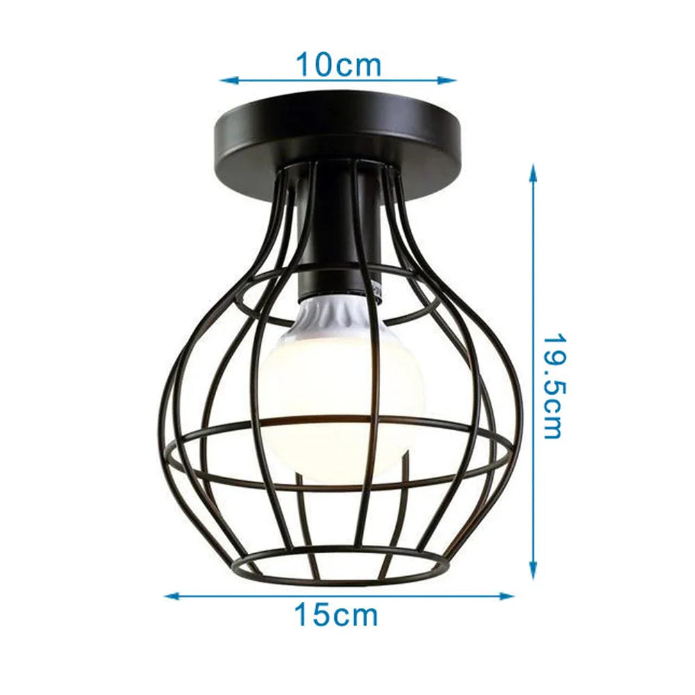 Afralia™ Wrought Cage LED Ceiling Lamp for Modern Chandelier Hallway Balcony Lighting